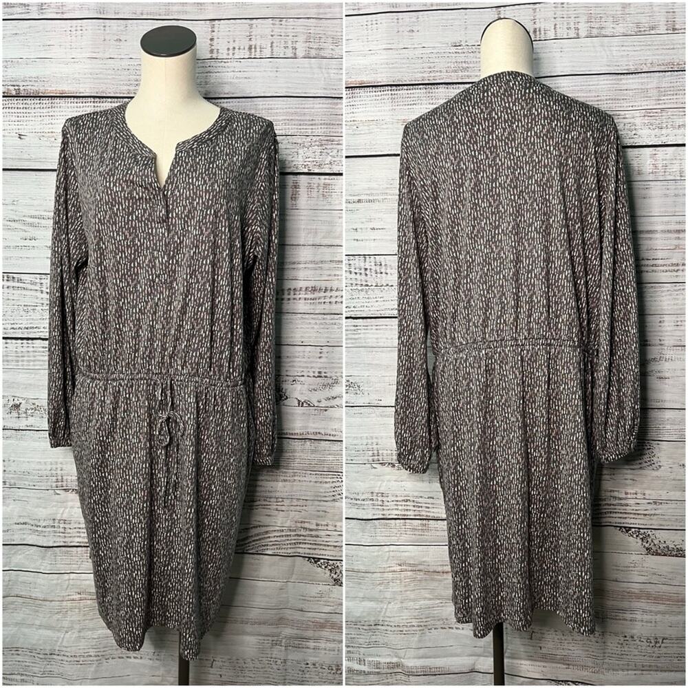 Garnet Hill XL Ines Blouson‎ Knit Dress Long Sleeve Organic Cotton Blend
